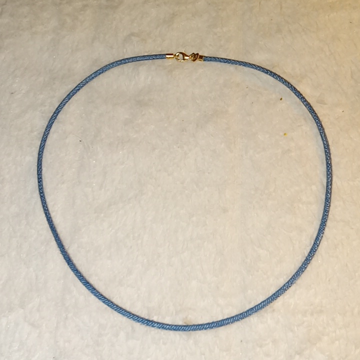 Milor Blue Leather 14k Gold Ends Choker 100$